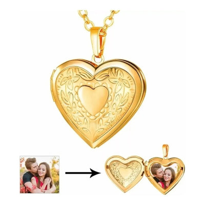 Collar Colgante Relicario Para Fotos Acero Corazón