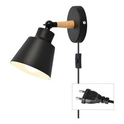 Aplique Estilo Nórdico De Metal Y Madera Con Interruptor