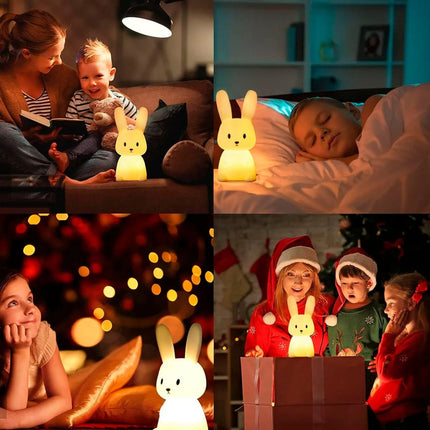 Lámpara De Noche De Conejo De Colores Bebés Niños Tactil Usb Blanco Multicolor