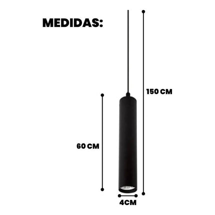 Luminaria Lampara Aplique Colgante Cilindro Tubo Largo 60 Cm