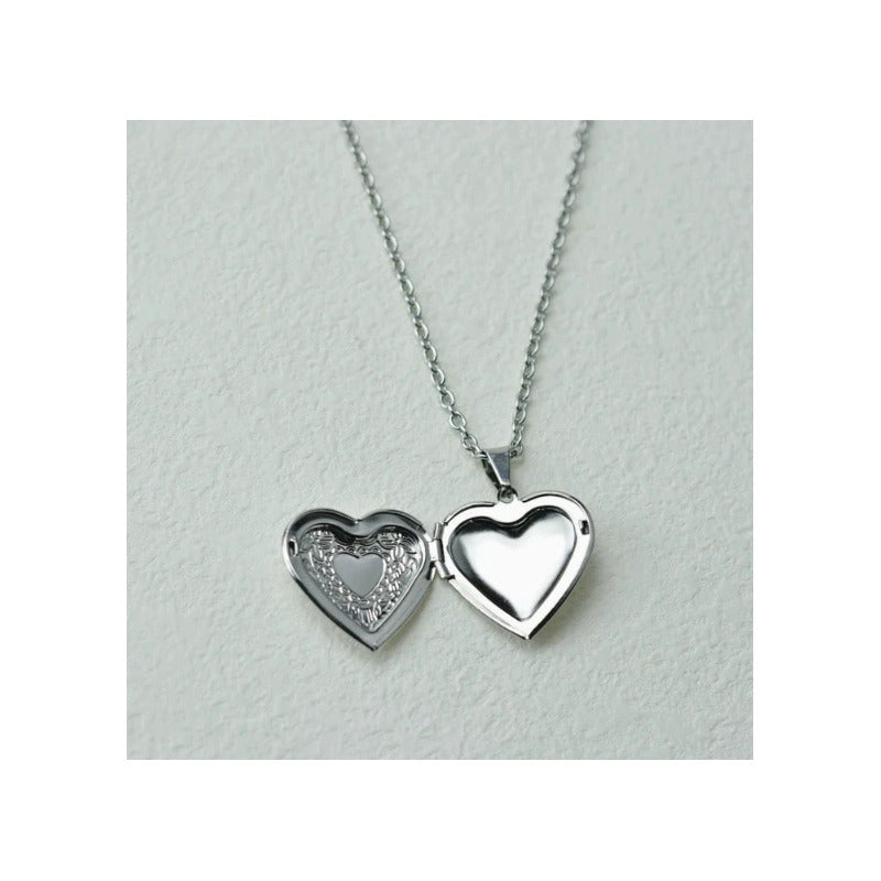 Collar Colgante Relicario Para Fotos Acero Corazón