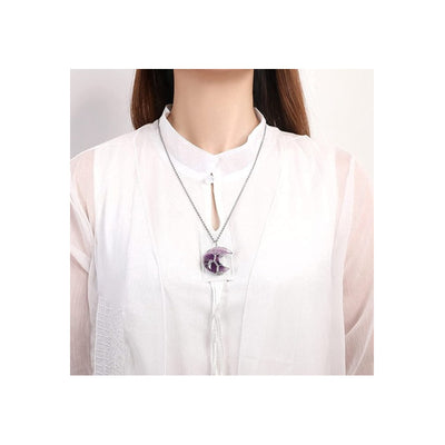 Collar Colgante Diseño De Media Luna Violeta Con Enredadera