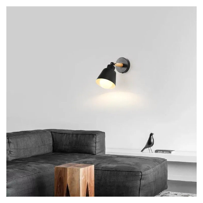 Aplique Estilo Nórdico De Metal Y Madera Con Interruptor