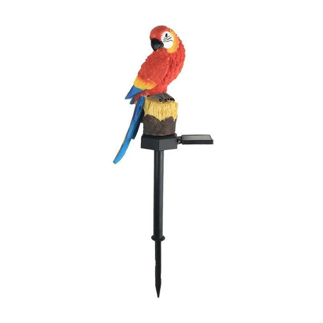 Loro Led Estaca Adorno De Jardin Recargable Panel Solar Rojo
