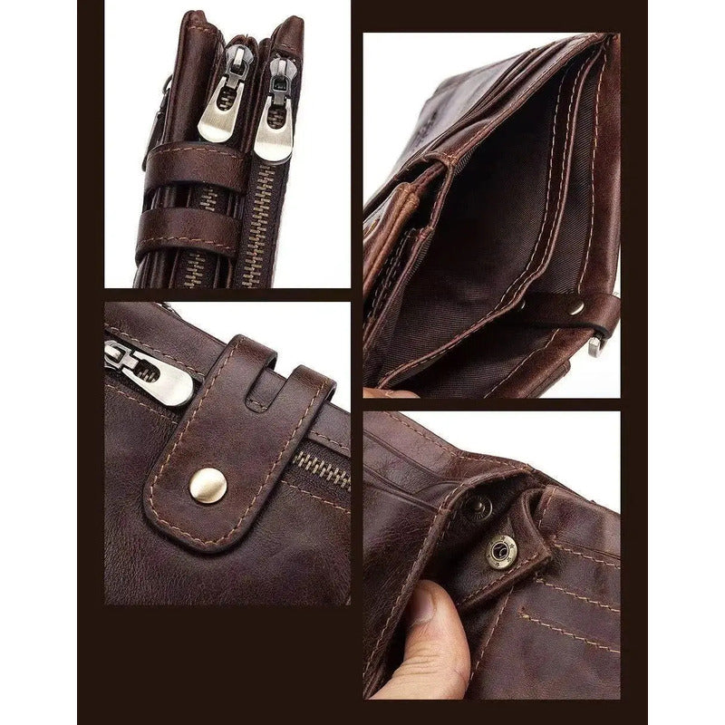 Billetera De Cuero Genuino Rfid Para Hombre Calidad Premium