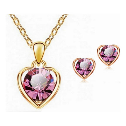 Pack De Collar Caravanas Anillo Y Pulsera Combo Bijouterie Rosa Chicle