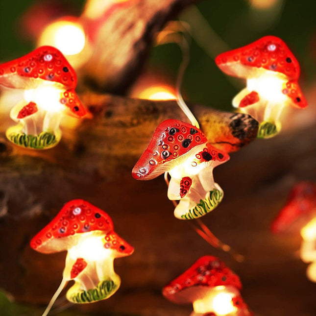Guirnalda De Luces Led Navideñas De Hongos 3 Metros 30 Leds