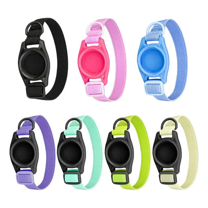 Collar Para Gatos Elastizado Anti Ahorque Con Porta Airtag Celeste Ajustable Único