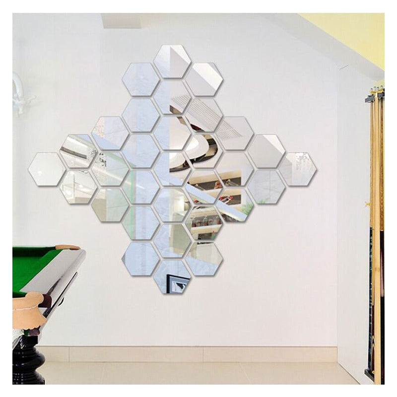 Vinilos Adhesivos Set De 12 Espejos Decorativos Hexagonales