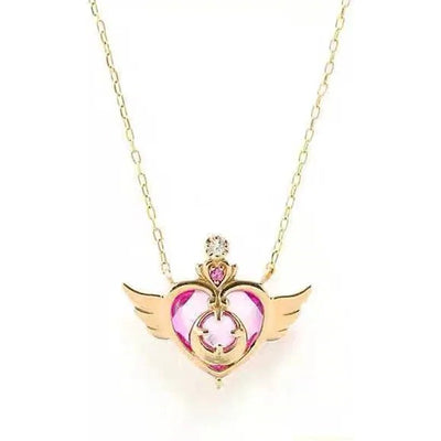 Collar De Dama Dorado Con Diseño De Corazón Con Alas Acero