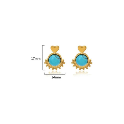 Caravanas De Dama Estilo Antiguo Dorado Y Celeste