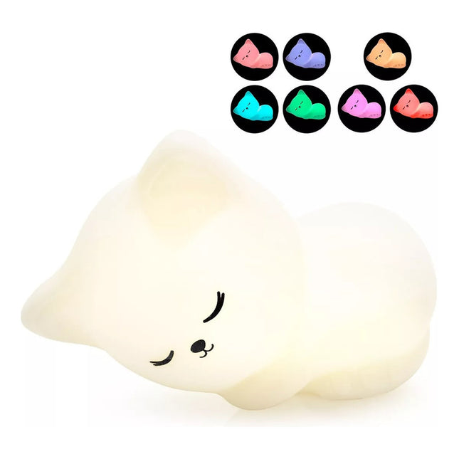 Lampara Velador Infantil Gato Silicona Multi Colores Led Usb