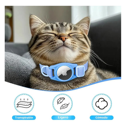 Collar Para Gatos Elastizado Anti Ahorque Con Porta Airtag Rosa Ajustable Único