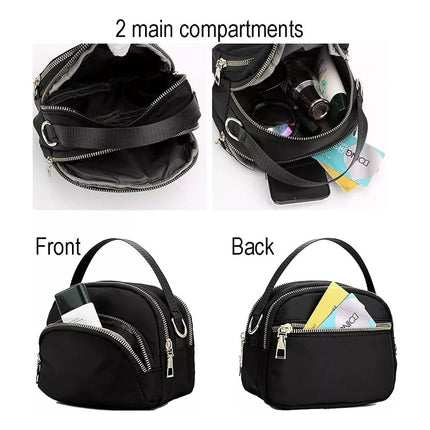 Bandolera Bolso Crossbody Doble Repartición Para Mujer Negro Lisa