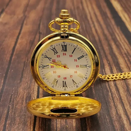 Reloj De Bolsillo De Metal Retro Vintage Clasico Con Cadena Dorado