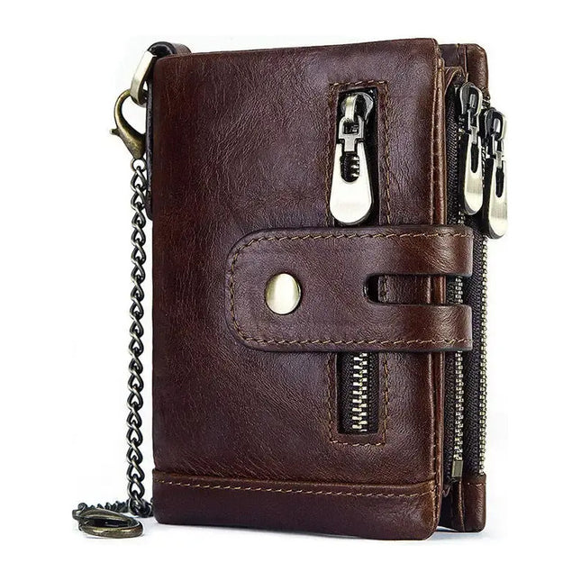 Billetera De Cuero Genuino Rfid Para Hombre Calidad Premium