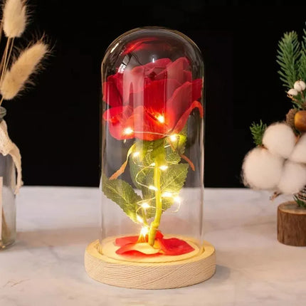 Lampara De Rosa Romantica En Capsula Con Guirnalda Led