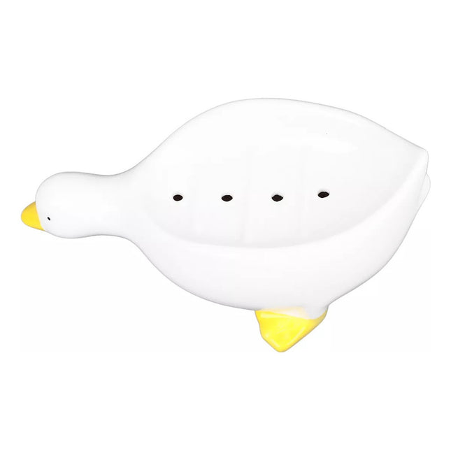 Jabonera De Ceramica Con Diseño De Pato Con Drenaje