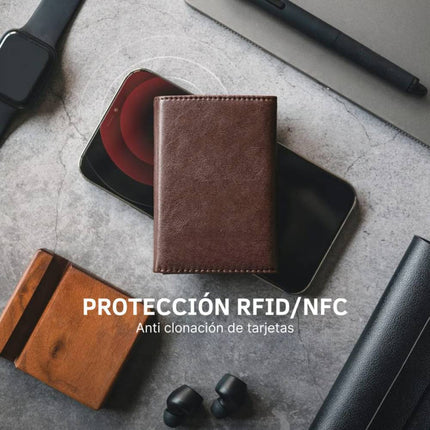 Billetera Con Tarjetero Rfid Antirrobo Premium Con Monedero