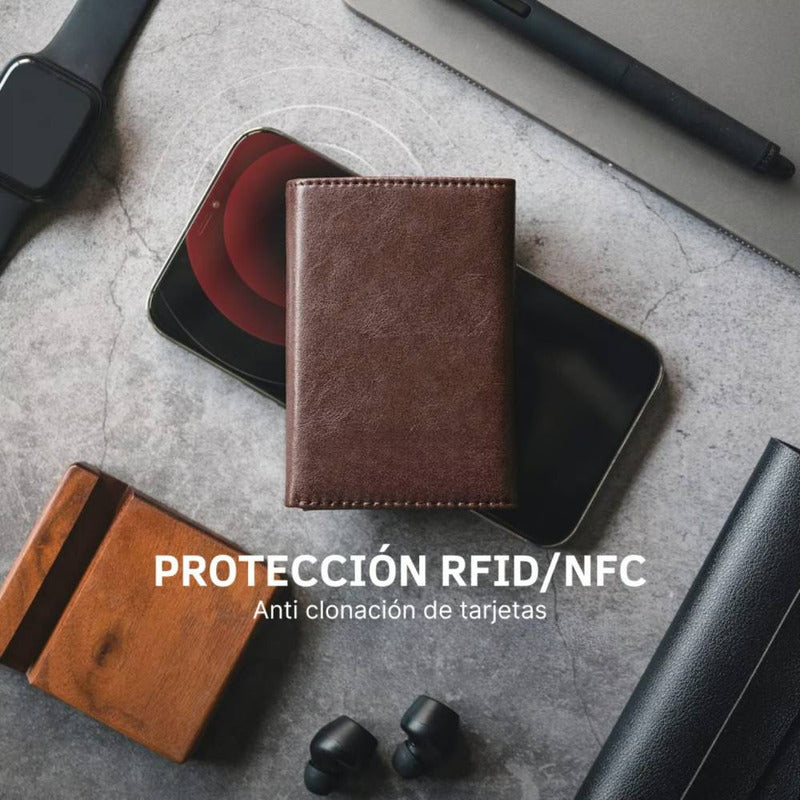 Billetera Con Tarjetero Rfid Antirrobo Premium Con Monedero