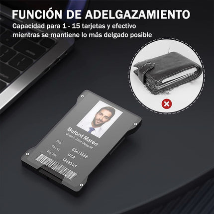 Cartera Rfid Hombre Tarjetero Billetera Fibra De Carbono Color Negro