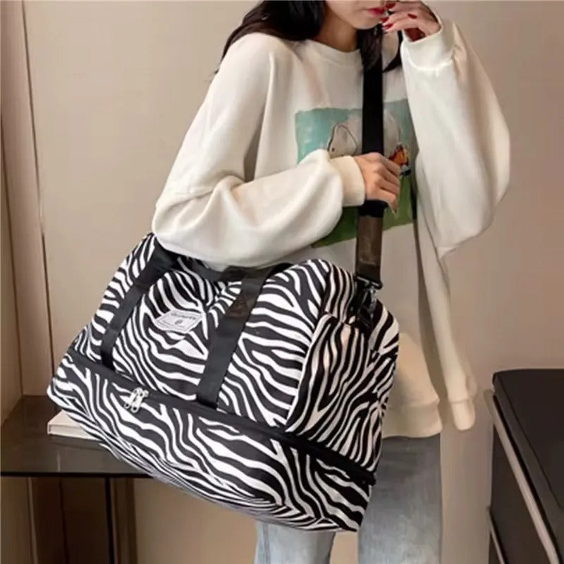 Bolso Dama Deportivo Multifunción Viaje Cebra Animal Print
