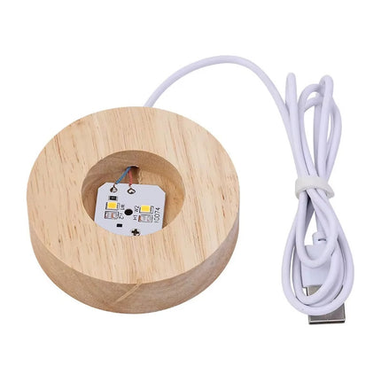 Lampara Bola Cristal Sistema Solar 8cm Veladora Base Madera Madera
