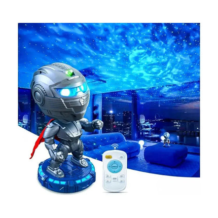 Mecha Warrior Proyector Galaxia Estrellas Lampara Multicolor Gris