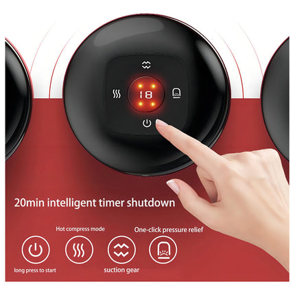 Masajeador Recargable Eléctrico Ventosa Calor Alivia Dolor Color Rojo
