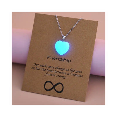 Collar Colgante Corazón Celeste Regalo Amistad Friendship