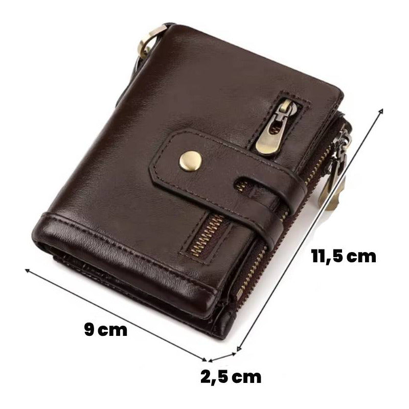Billetera De Cuero Genuino Rfid Para Hombre Calidad Premium