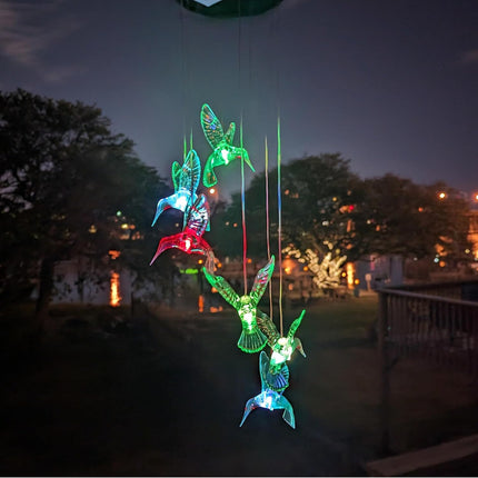 Llamador De Angeles Colgante Colibri Picaflor Carga Solar Multicolor