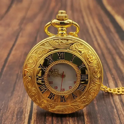 Reloj De Bolsillo De Metal Retro Vintage Clasico Con Cadena Dorado