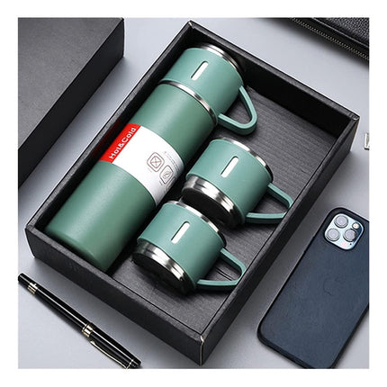 Set Termo 500ml Y 3 Mini Tazas Vaso Termico Calidad