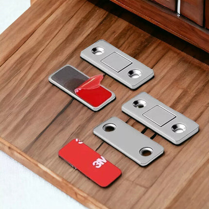 Imanes Resistentes Para Cajones O Puertas De Acero X4 Plateado Rectangular Brillante