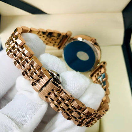 Reloj Pulsera Acero Seno Ocean Star De Cuarzo Lujo Dama Rosa Oro Azul