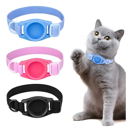 Collar Para Gatos Elastizado Anti Ahorque Con Porta Airtag Rosa Ajustable Único