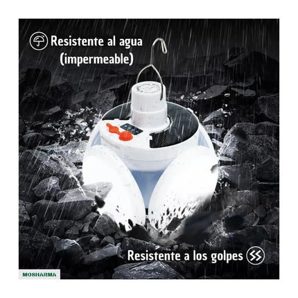 Luz Lampara Solar Led Recargable Para Camping U Hogar 5aspas Blanco