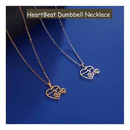 Collar Colgante Con Diseño De Corazón Y Mancuerna Gym Fitnes