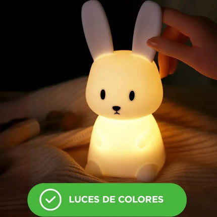 Lámpara De Noche De Conejo De Colores Bebés Niños Tactil Usb Blanco Multicolor