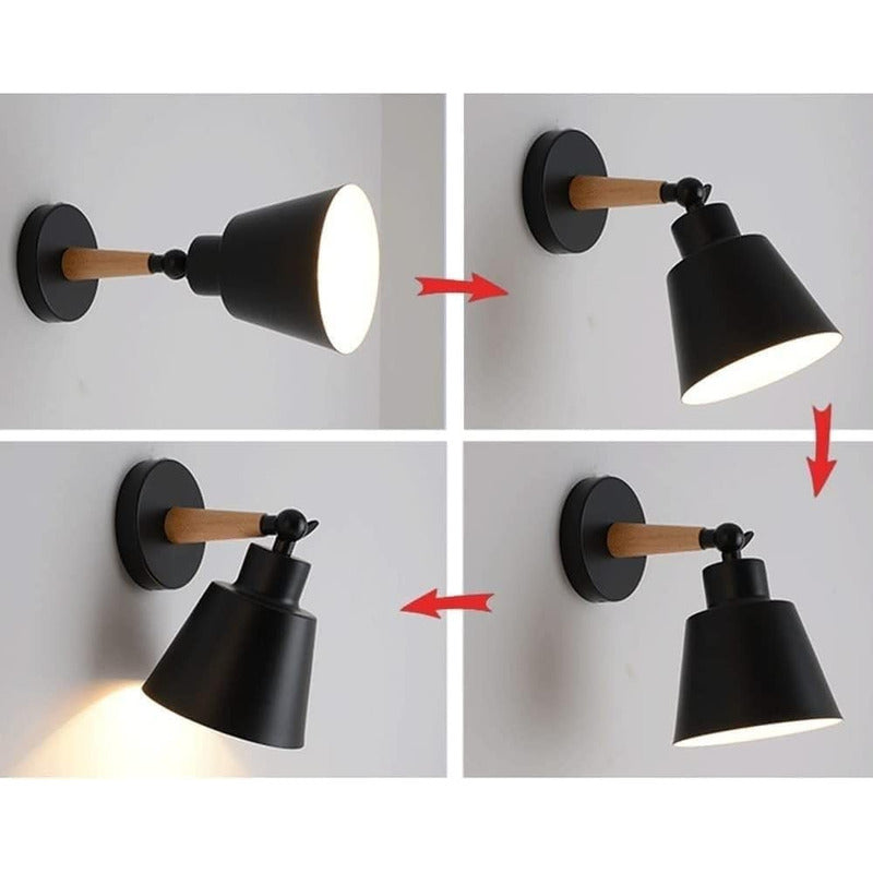 Aplique Estilo Nórdico De Metal Y Madera Con Interruptor