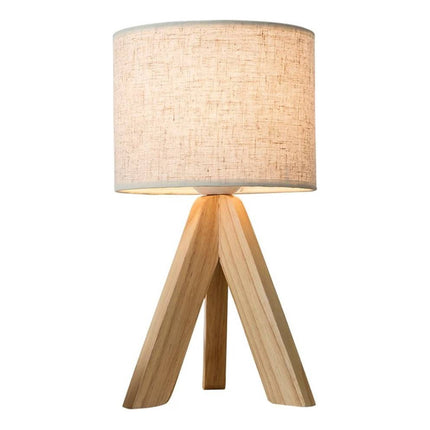 Lampara De Mesa Escritorio Tripode De Madera Con Pantalla