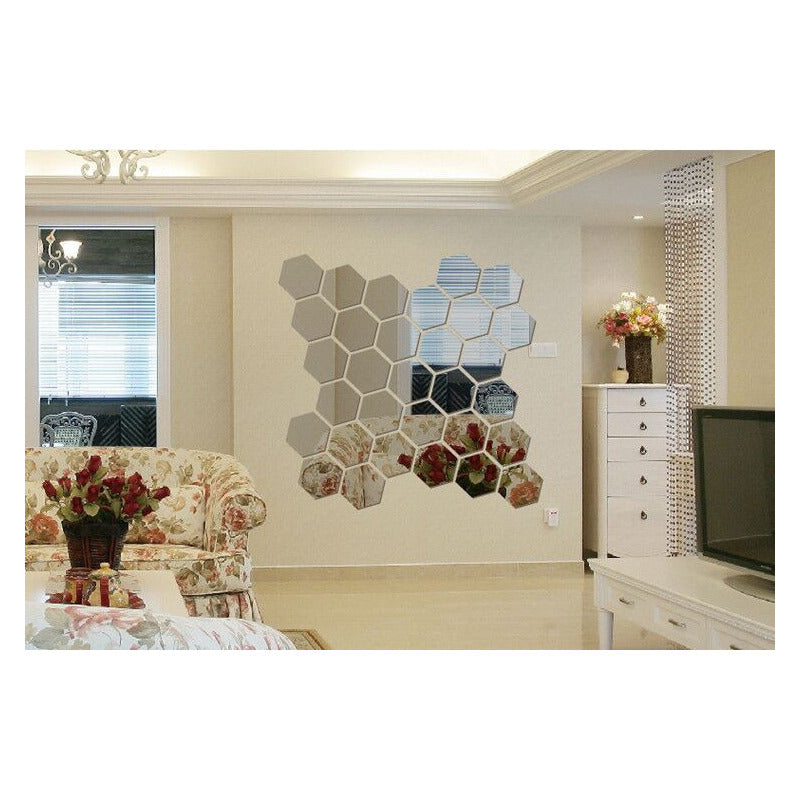 Vinilos Adhesivos Set De 12 Espejos Decorativos Hexagonales