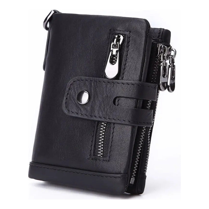 Billetera De Cuero Genuino Rfid Para Hombre Calidad Premium