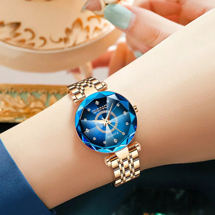 Reloj Pulsera Acero Seno Ocean Star De Cuarzo Lujo Dama Rosa Oro Azul