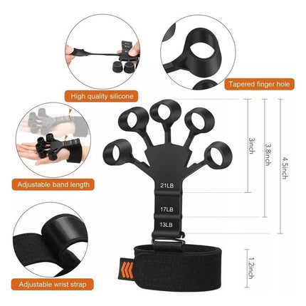 Ejercitador De Dedos Flex Grip Hand Grip X2 Super Resistente Negro