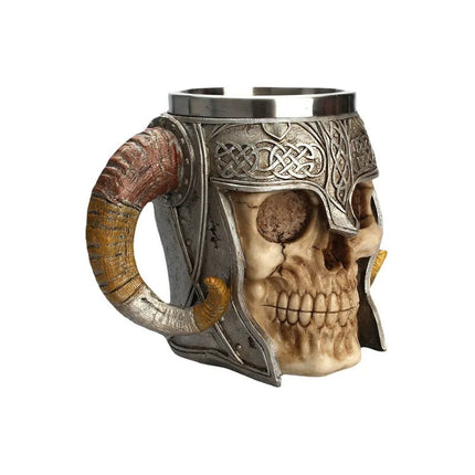 Taza Jarra Calavera Nórdica Vikinga Medieval Cerveza Café Té