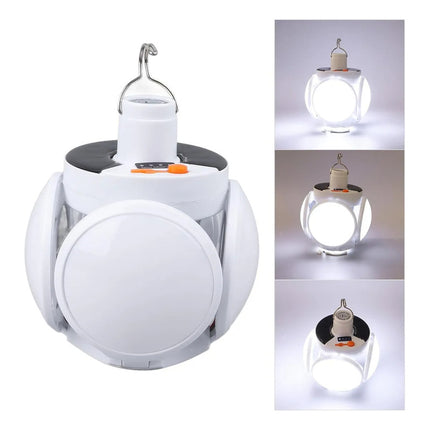 Luz Lampara Solar Led Recargable Para Camping U Hogar 5aspas Blanco