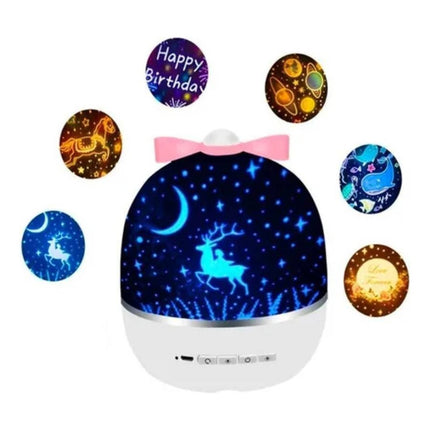 Proyector Velador Giratorio Niños Luz Led Multiples Figuras Blanco