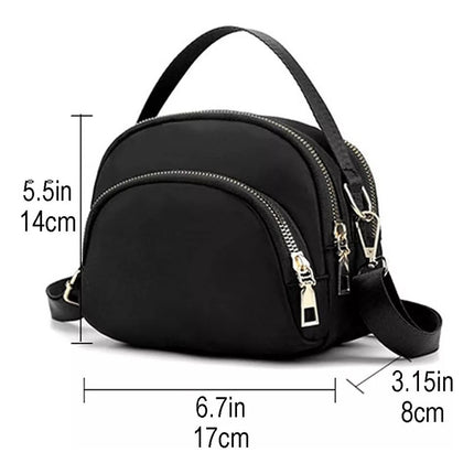 Bandolera Bolso Crossbody Doble Repartición Para Mujer Negro Lisa